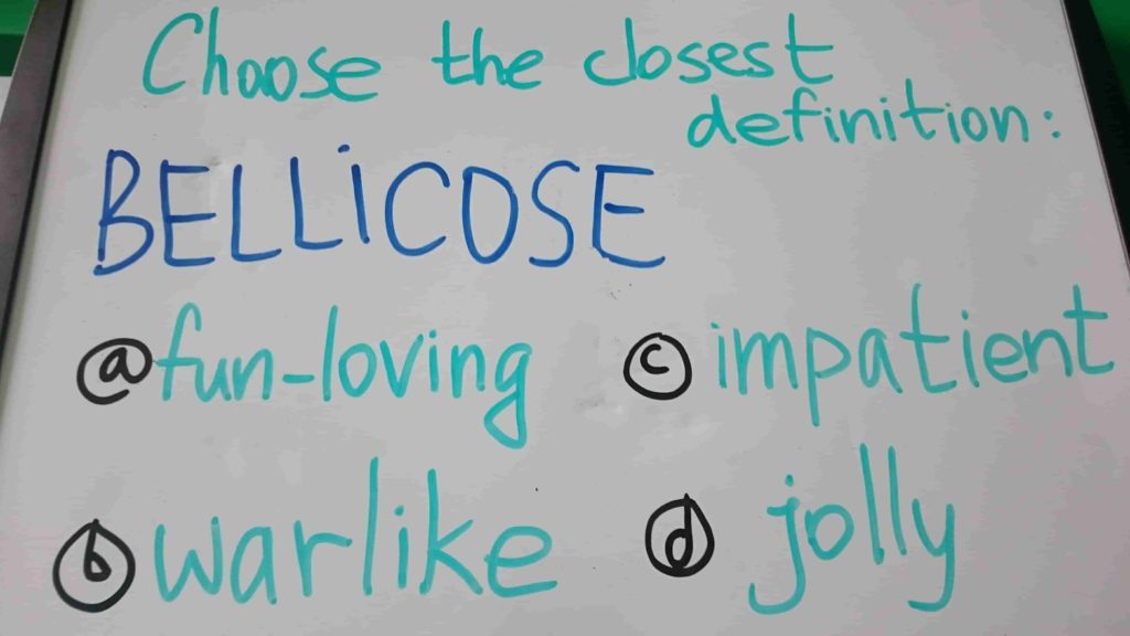 Упражнение 1. The closest definition of bellicose