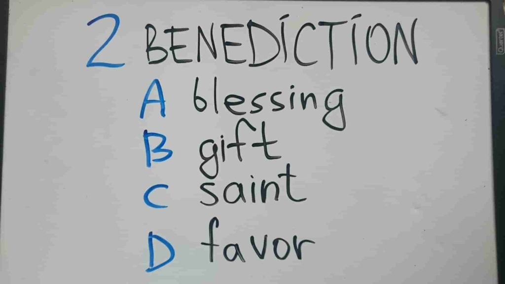 Упражнение 2. Определите самое близкое по значению слово benediction.