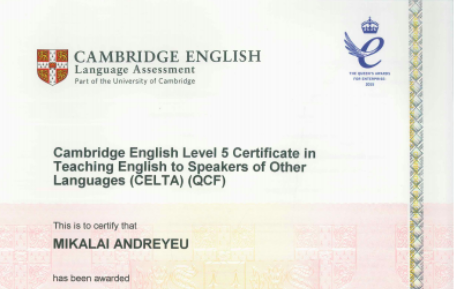 Cambridge English level 5 Certificate in Teaching English to Speakers of Other Languages